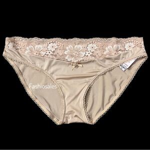Victorias Secret Body Supersoft Satiny Lace waist Bikini panty toasted sugar